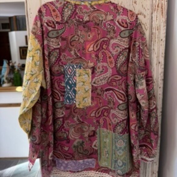 BLUE VELVET PAISLEY PATCHWORK OVERSIZED SHACKET - Picture 7 of 11